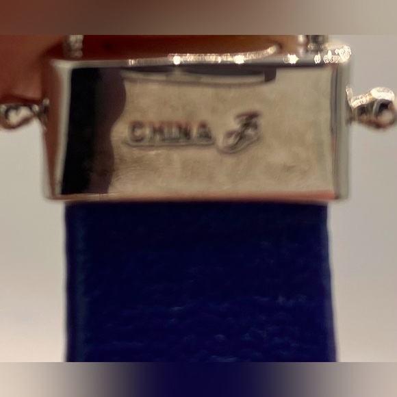 Joan Boyce Edgy Diva Pave Crystal Blue Leather Band Sparkling Bracelet Stunning - Picture 7 of 9